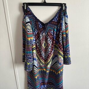 Boho Off-Shoulder Multicolor Women's Dress